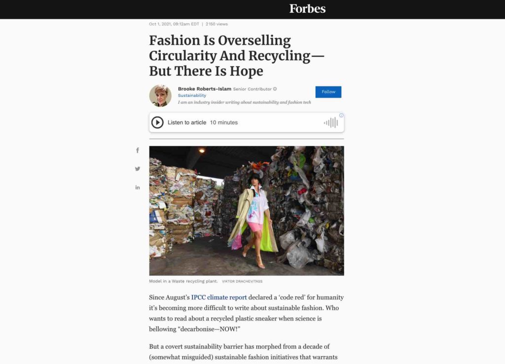 Forbes - Quantis - Fashion and Recycling